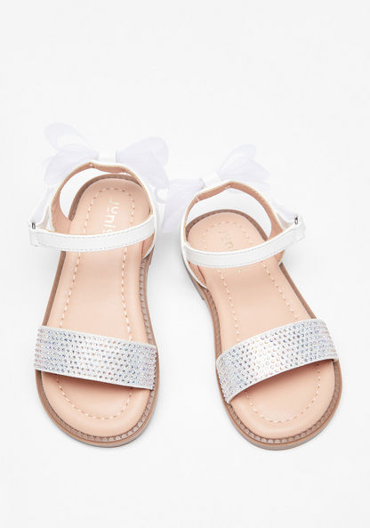Juniors Studded Bow Applique Strap Sandals with Hook and Loop Closure-Girl%27s Sandals-image-1