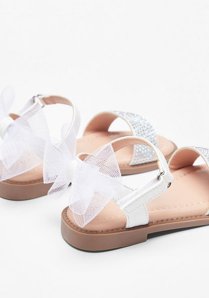 Juniors Studded Bow Applique Strap Sandals with Hook and Loop Closure-Girl%27s Sandals-image-2