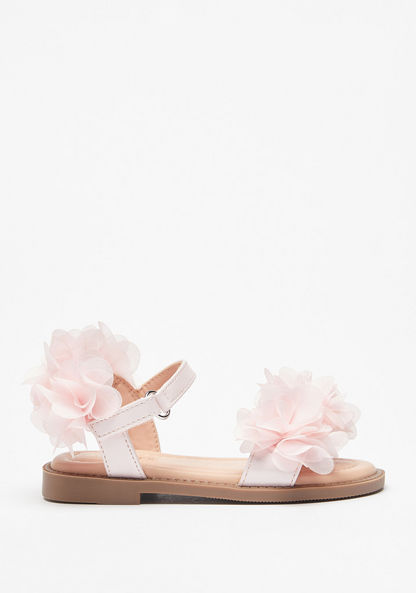Juniors Floral Accent Sandals with Hook and Loop Closure