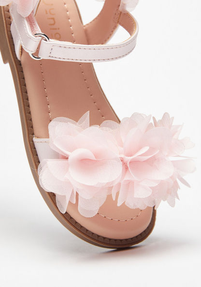 Juniors Floral Accent Sandals with Hook and Loop Closure-Girl%27s Sandals-image-3
