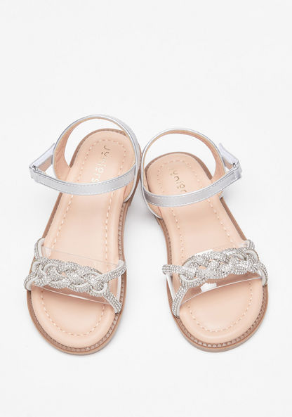 Juniors Embellished Open-Toe Sandals with Hook and Loop Closure