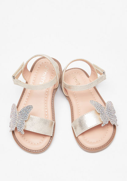 Juniors Embellished Butterfly Open-Toe Sandals with Hook and Loop Closure