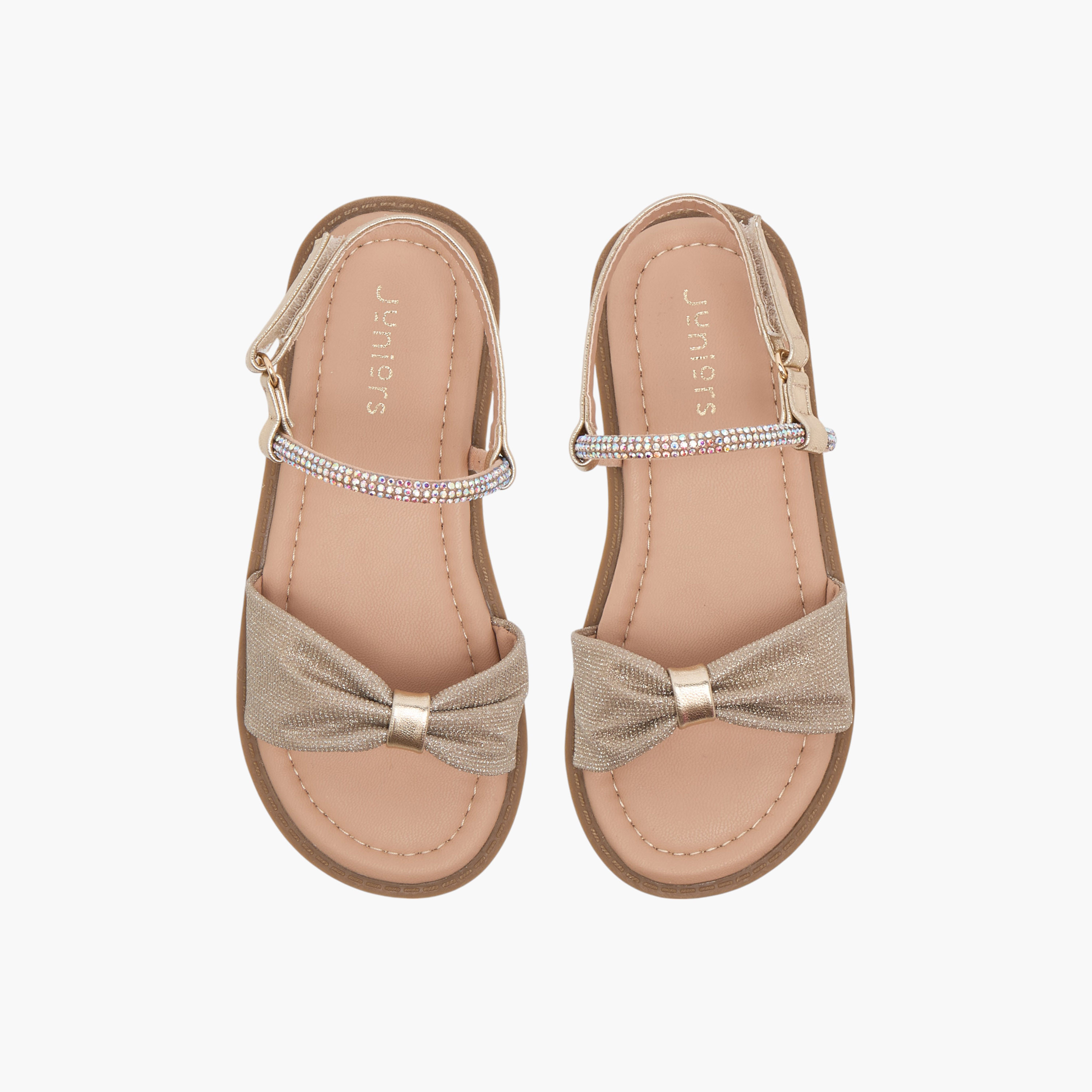 Juniors Embellished Sandals with Hook and Loop Closure-girls-shoes-sandals-image-5