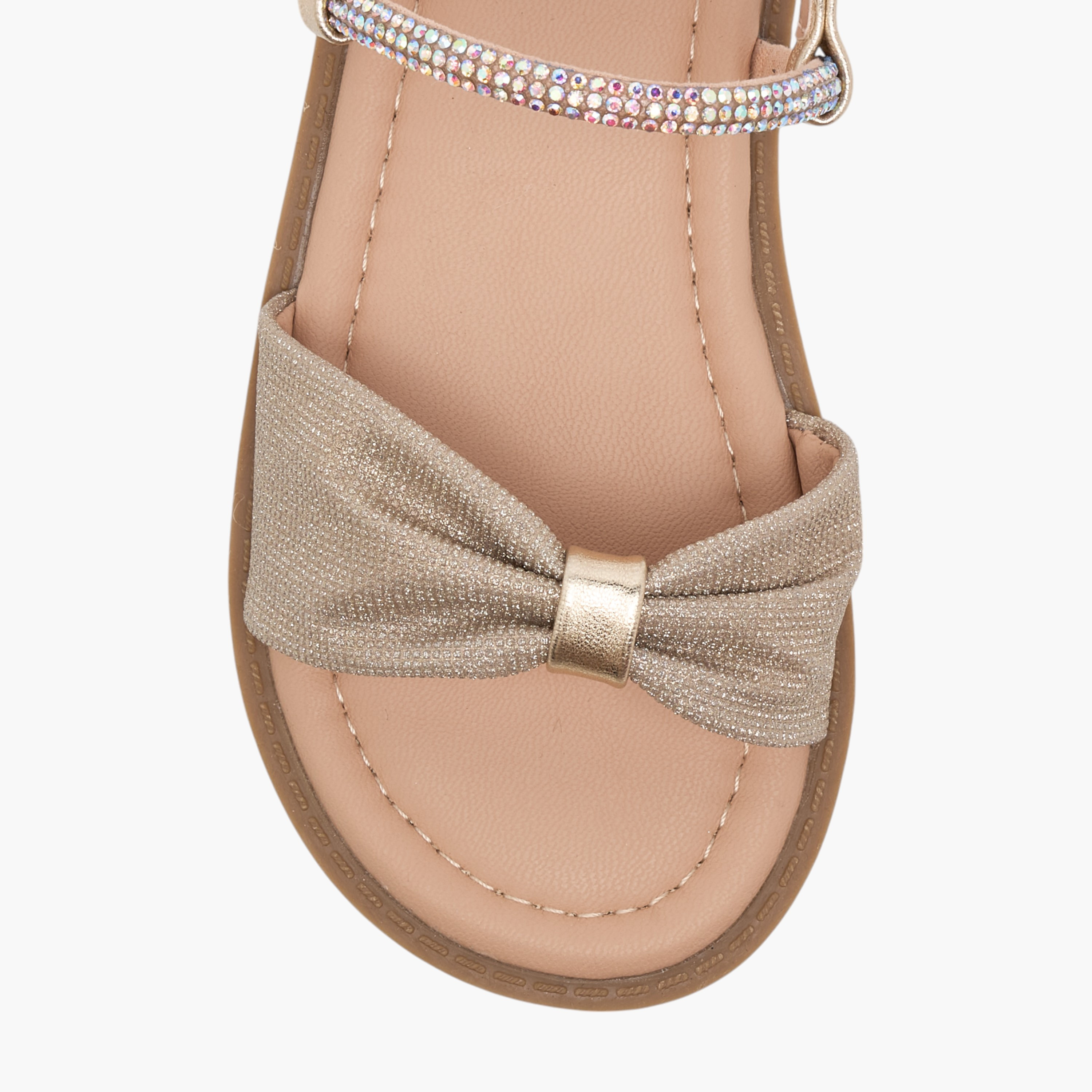 Juniors Embellished Sandals with Hook and Loop Closure-girls-shoes-sandals-image-7
