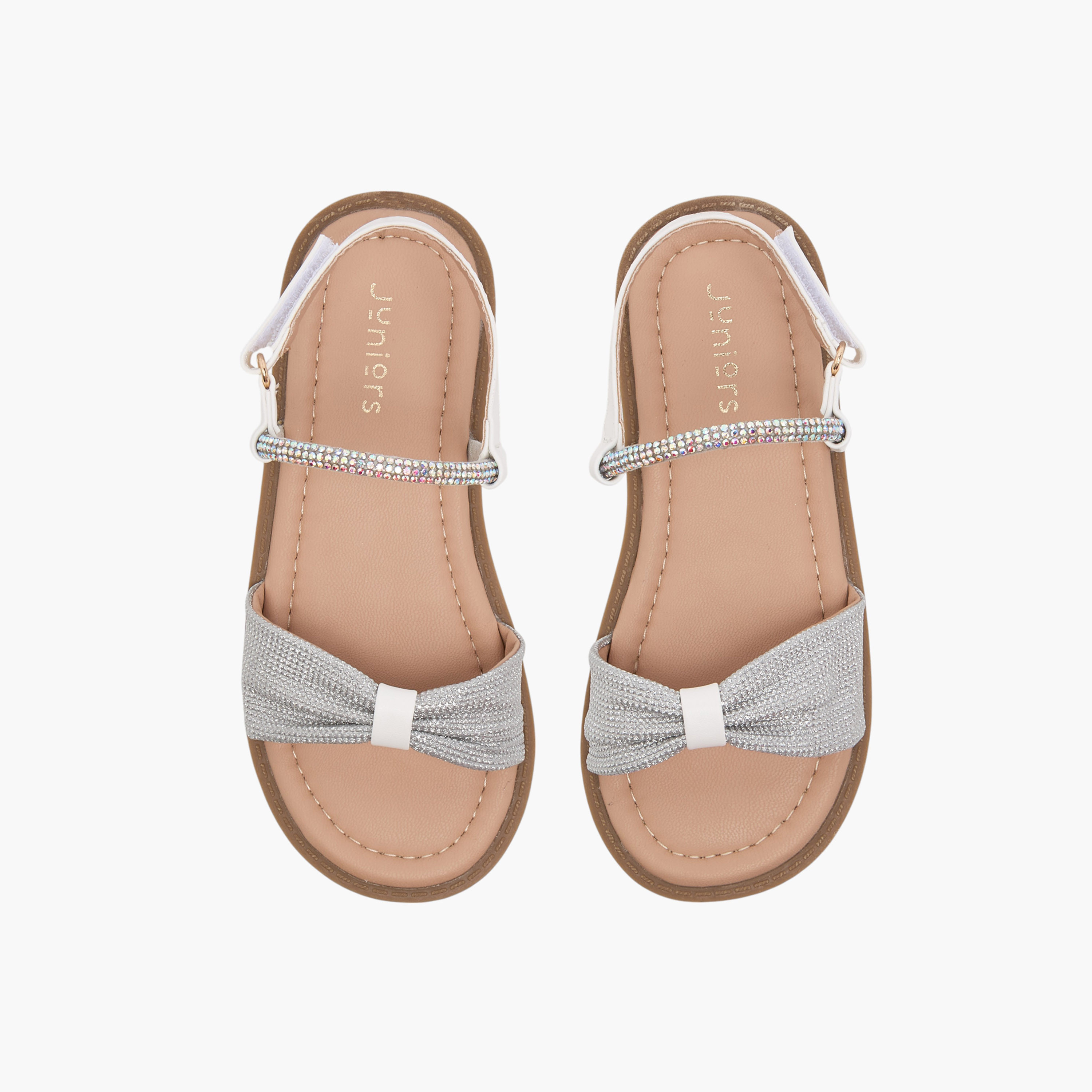 Juniors Embellished Sandals with Hook and Loop Closure-girls-shoes-sandals-image-1