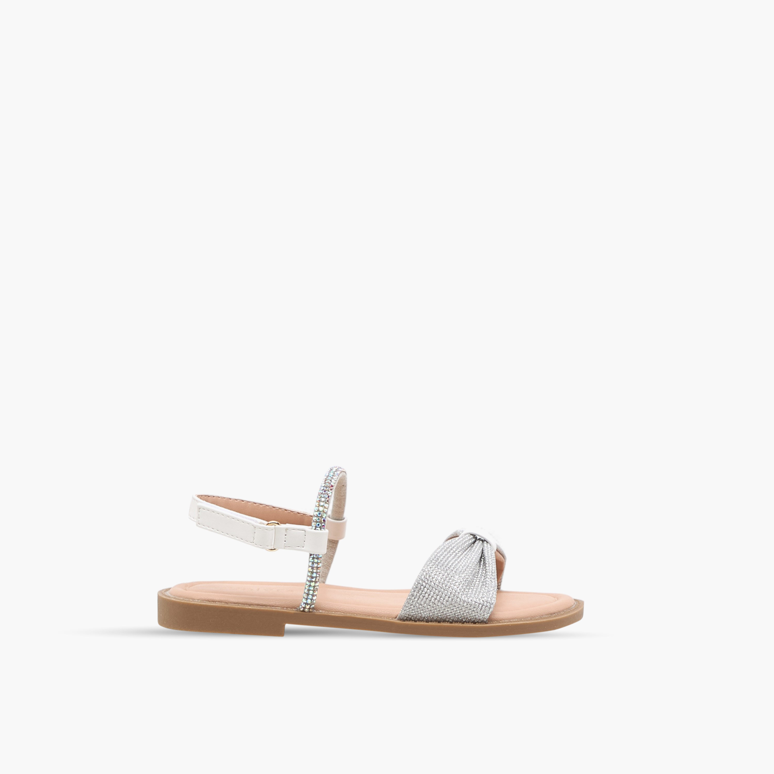 Juniors Embellished Sandals with Hook and Loop Closure-girls-shoes-sandals-image-2