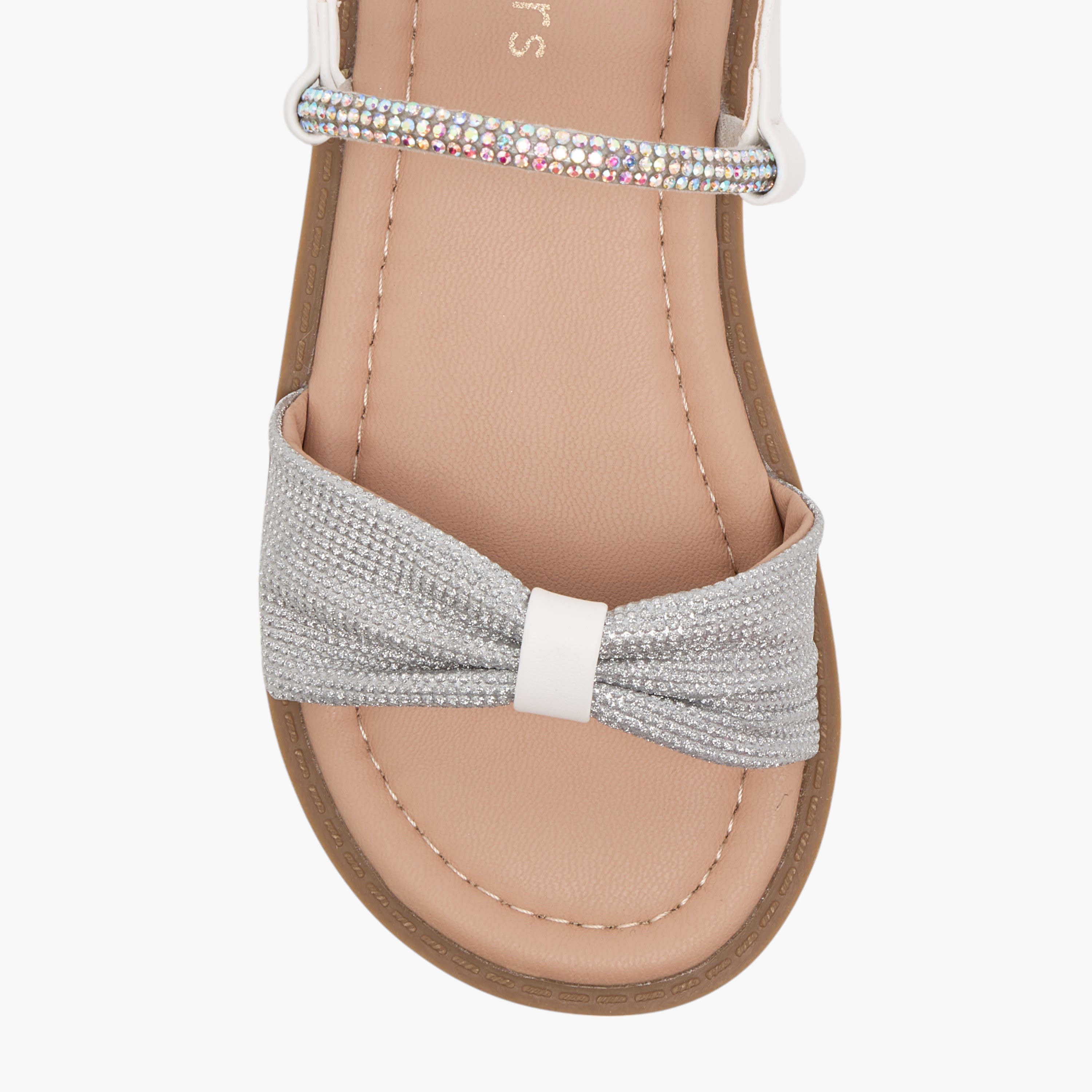 Juniors Embellished Sandals with Hook and Loop Closure-girls-shoes-sandals-image-3