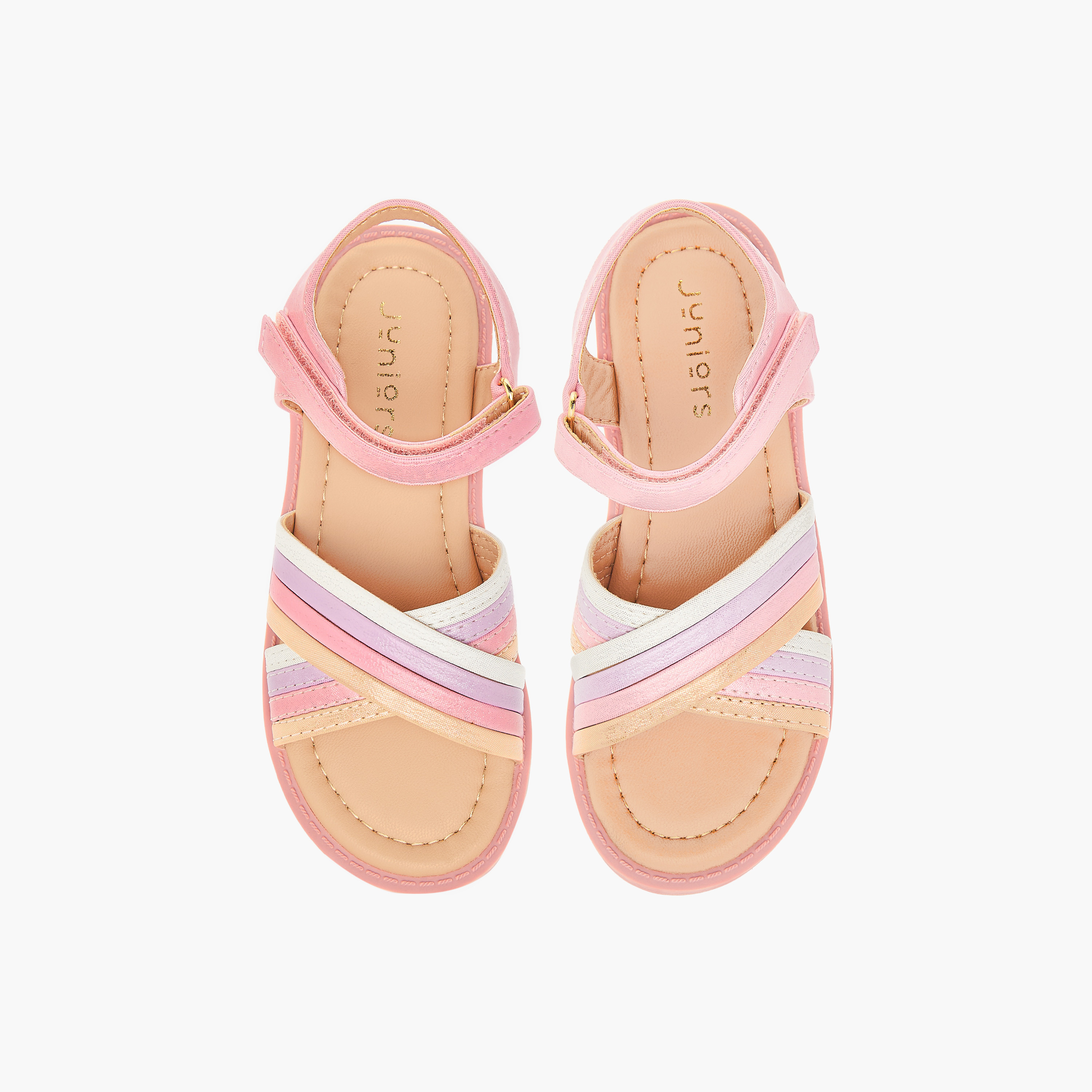 صندل بقوالب ملونّة وأحزمة متقاطعة وشريط إغلاق لاصق من جونيورز-girls-shoes-sandals-image-1
