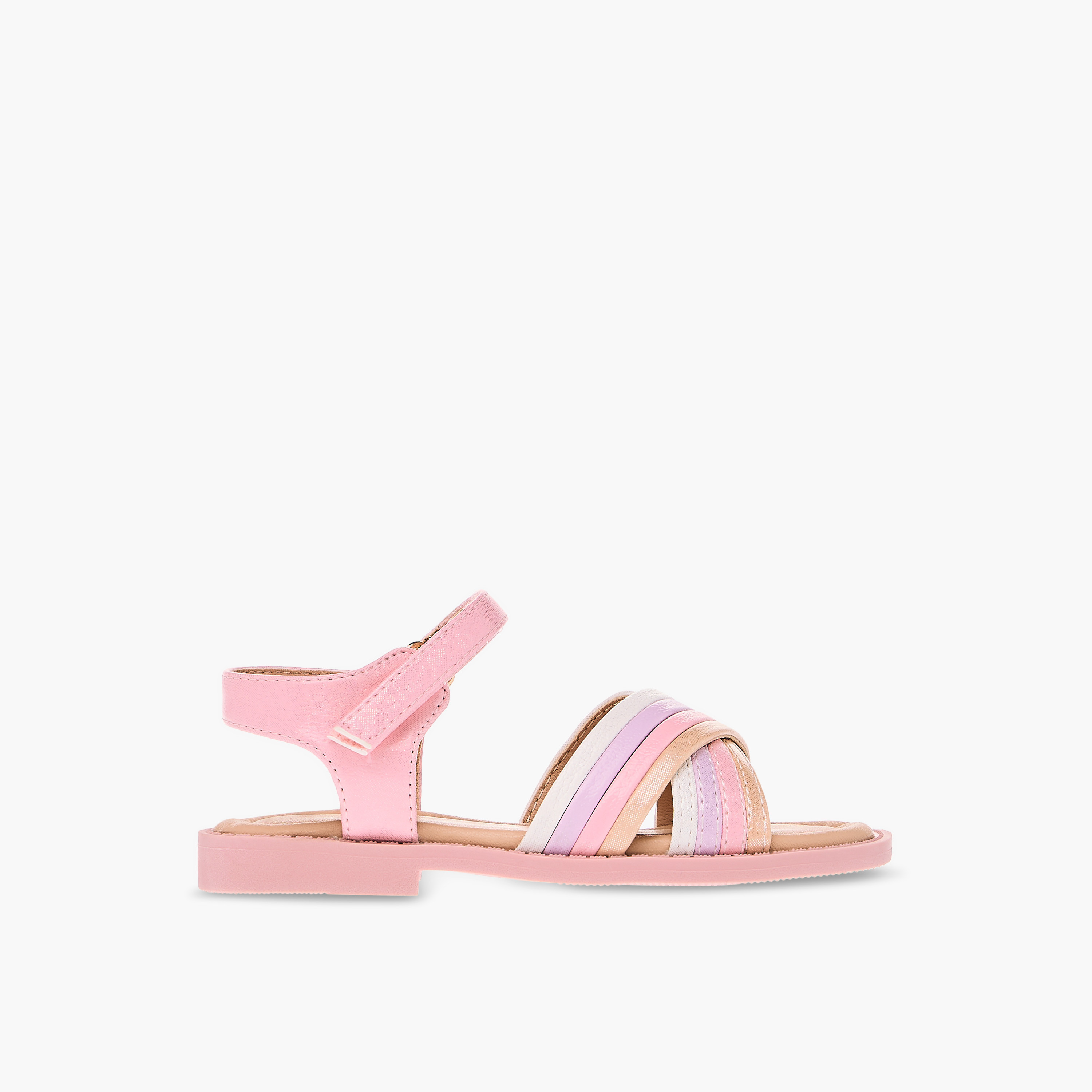 صندل بقوالب ملونّة وأحزمة متقاطعة وشريط إغلاق لاصق من جونيورز-girls-shoes-sandals-image-2