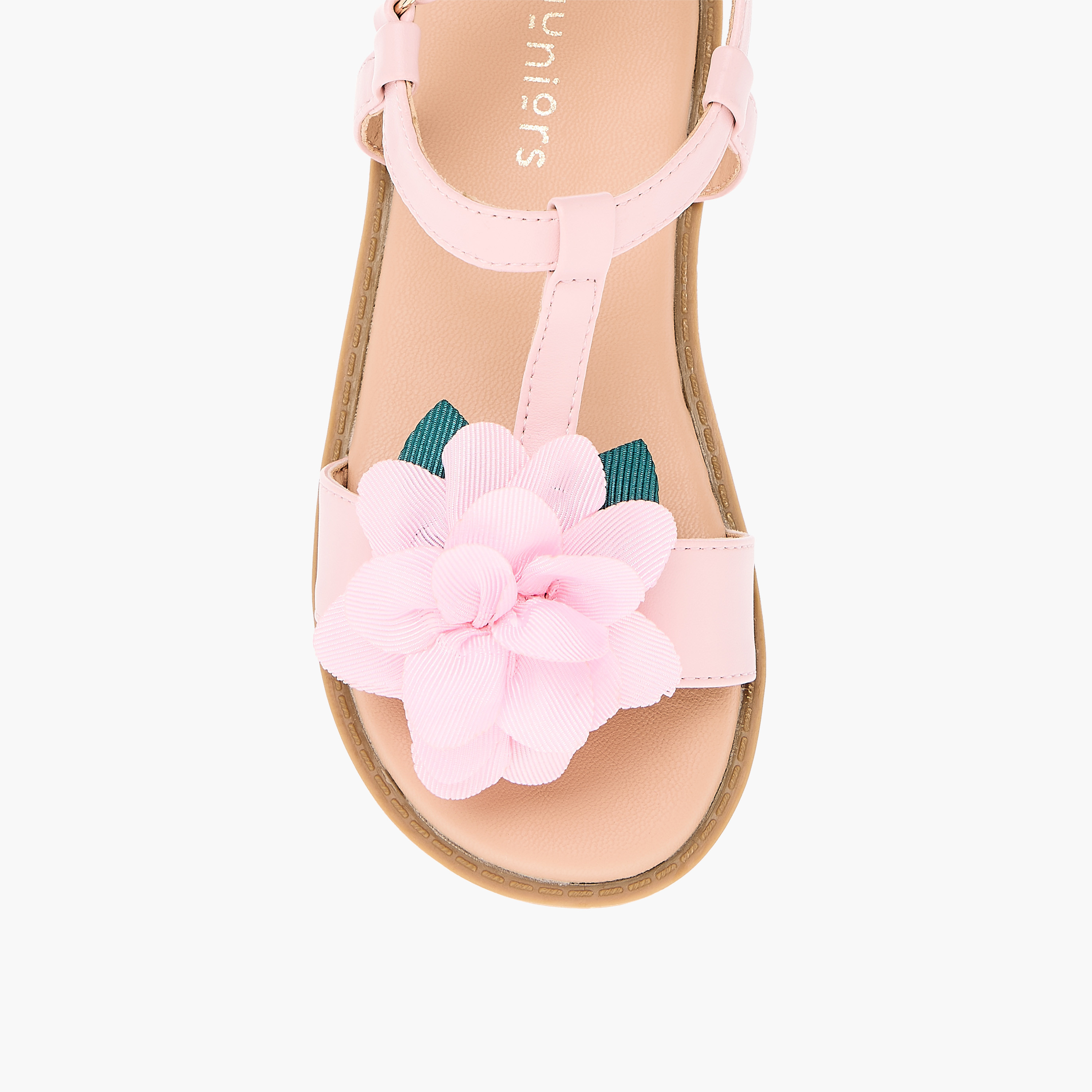 صندل بزخارف زهرية وشريط إغلاق لاصق من جونيورز-girls-shoes-sandals-image-7