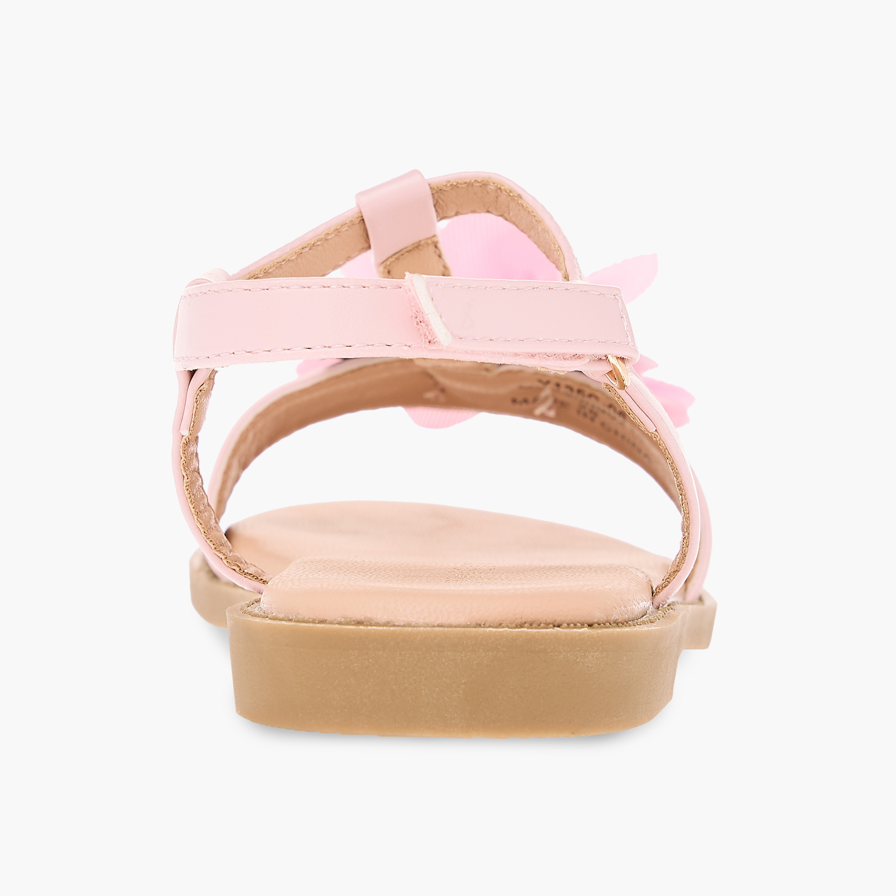 Juniors Flower Applique Sandals with Hook and Loop Closure-girls-shoes-sandals-image-4
