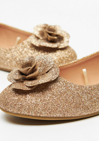 Little Missy Floral Accent Slip-On Round Toe Ballerina Shoes