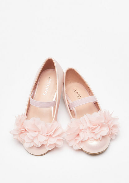 Juniors Solid Ballerina Shoes with Floral Accent