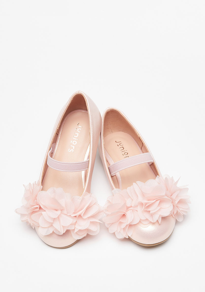 Juniors Solid Ballerina Shoes with Floral Accent-Girl%27s Ballerinas-image-1