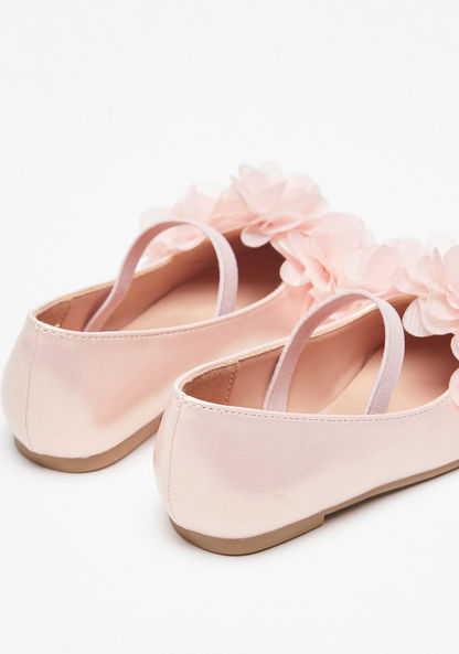 Juniors Solid Ballerina Shoes with Floral Accent
