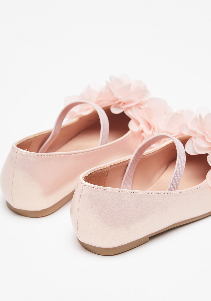 Juniors Solid Ballerina Shoes with Floral Accent-Girl%27s Ballerinas-image-2