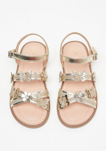 Juniors Floral and Butterfly Accented Sandals with Hook and Loop Closure