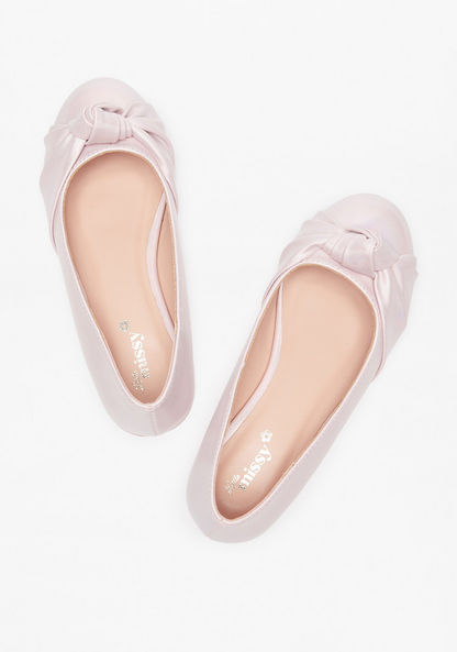 Little Missy Slip-On Round Toe Ballerina Shoes with Knot Detail