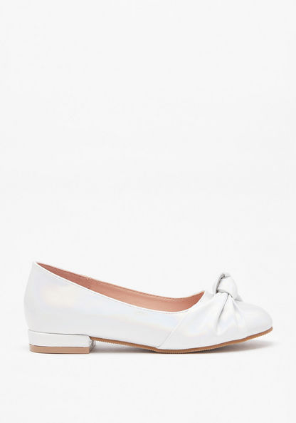 Little Missy Slip-On Round Toe Ballerina Shoes with Knot Detail
