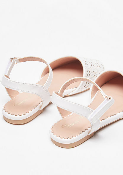 Little Missy Cutwork Detail Sandals with Hook and Loop Closure