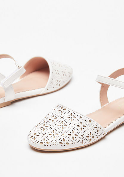 Little Missy Cutwork Detail Sandals with Hook and Loop Closure