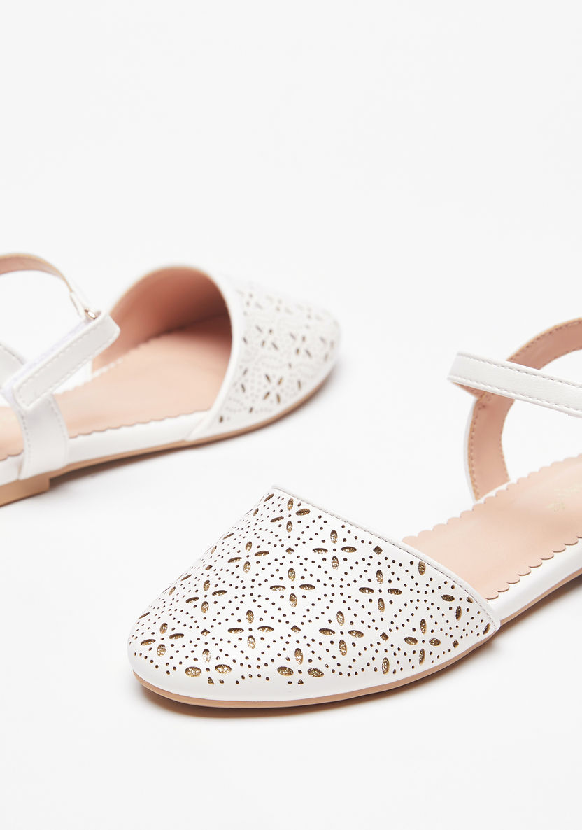 Little Missy Cutwork Detail Sandals with Hook and Loop Closure-Girl%27s Casual Shoes-image-3