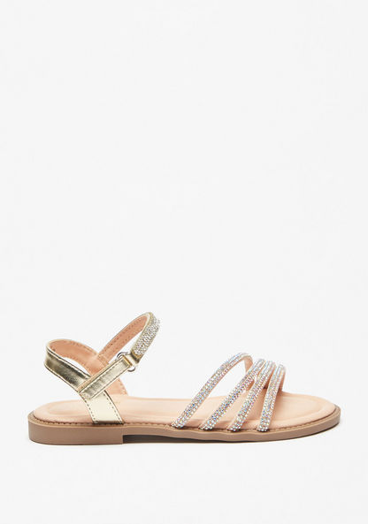 Little Missy Embellished Strappy Sandals with Hook and Loop Closure-Girl%27s Sandals-image-1