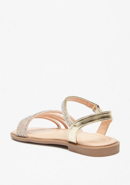 Little Missy Embellished Strappy Sandals with Hook and Loop Closure-Girl%27s Sandals-image-2