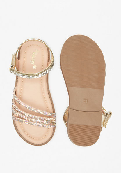 Little Missy Embellished Strappy Sandals with Hook and Loop Closure-Girl%27s Sandals-image-3
