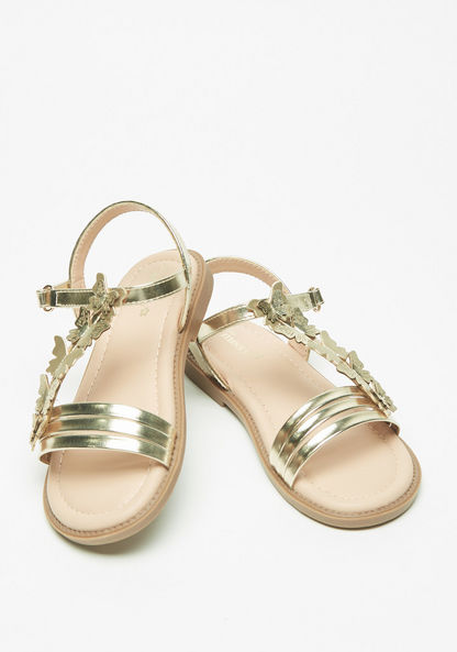 Little Missy Butterfly Applique Slip-On Sandals with Hook and Loop Closure