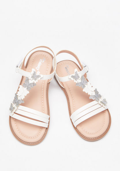 Little Missy Butterfly Applique Slip-On Sandals with Hook and Loop Closure-Girl%27s Sandals-image-1