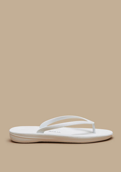 Aqua Textured Slip-On Flip Flops-Women%27s Flip Flops & Beach Slippers-image-2