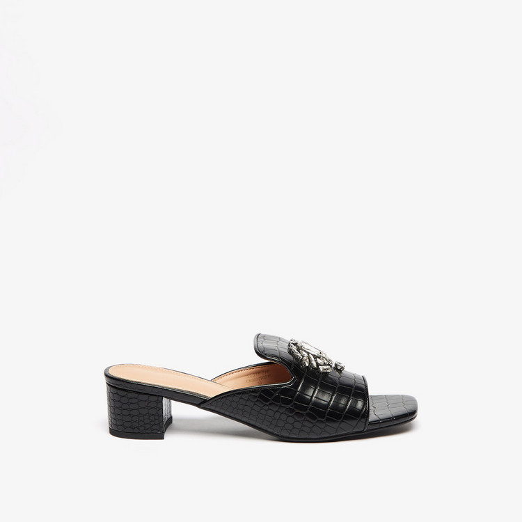 Celeste Women's Embellished Slip-On Sandals with Block Heels