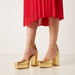Haadana Metallic Ankle Strap Platform Sandals with Block Heels-Women%27s Heel Sandals-thumbnail-1