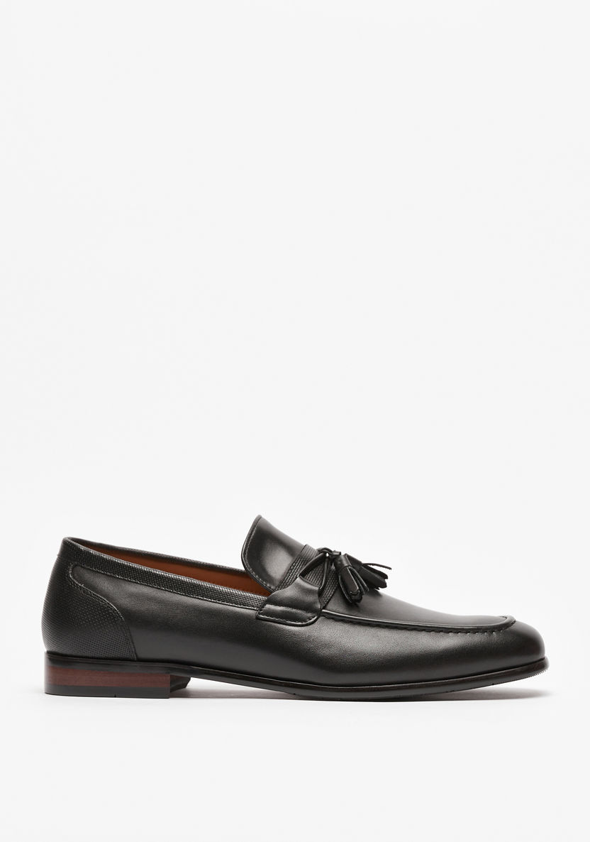 Duchini Men's Leather Slip-On Loafers with Tassel Detail-Loafers-image-3