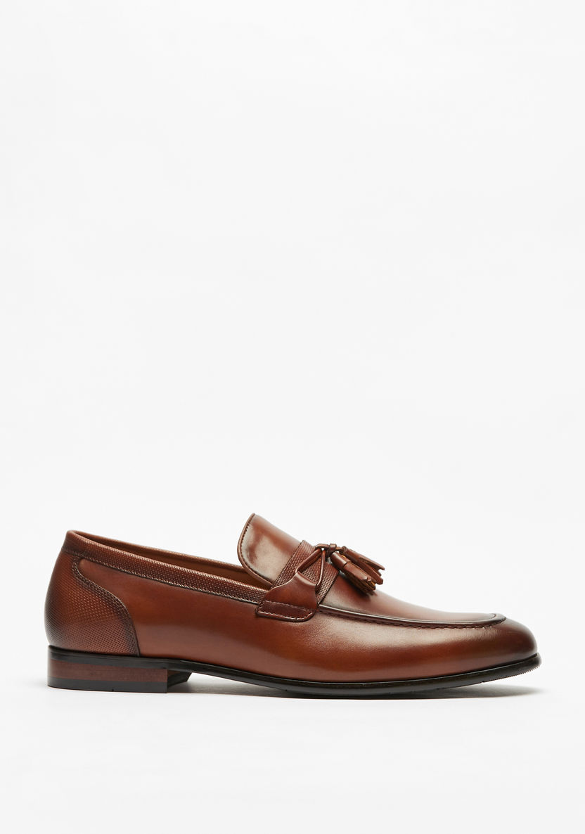 Duchini Men's Leather Slip-On Loafers with Tassel Detail-Loafers-image-3