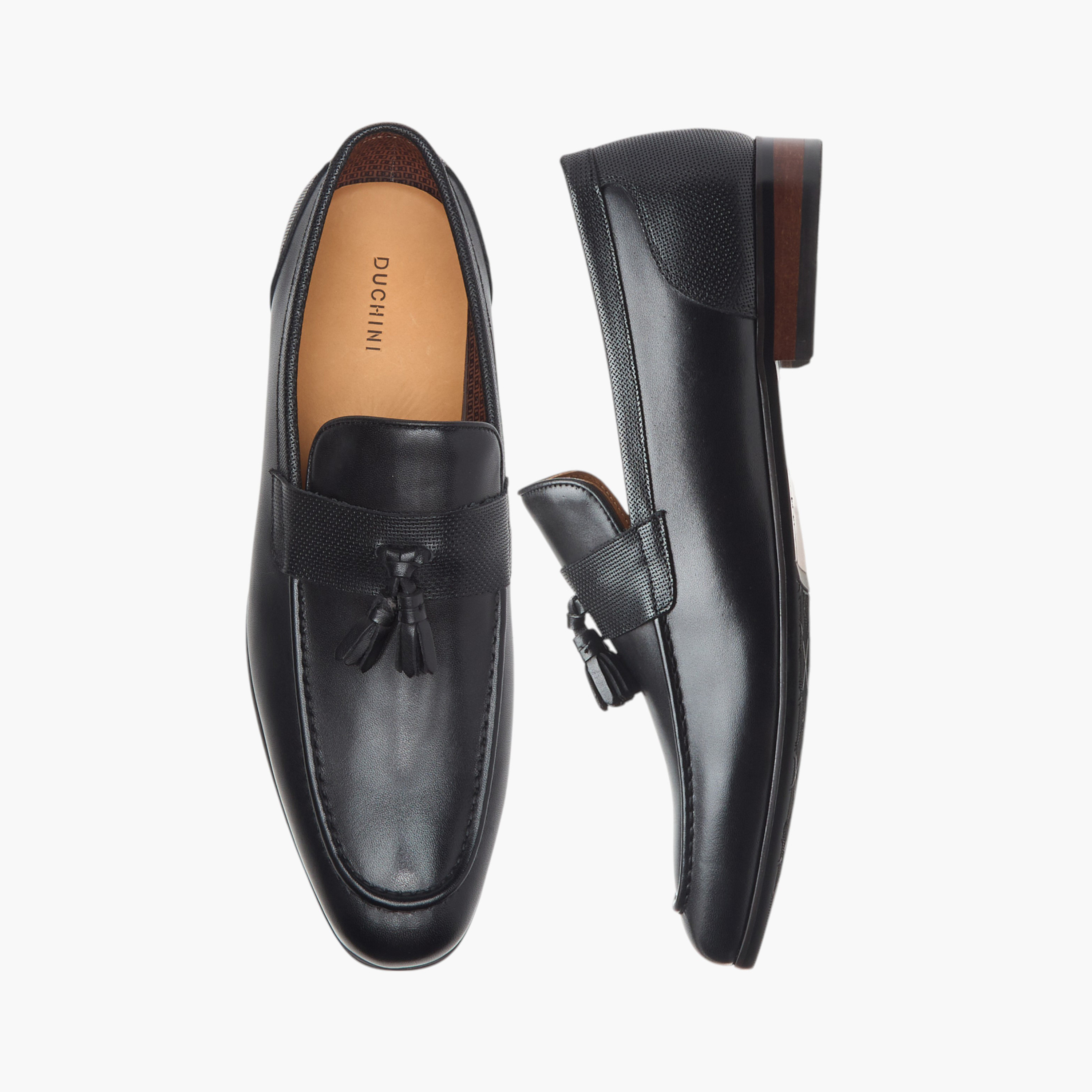 Duchini Men's Leather Slip-On Loafers with Tassel Detail -men-shoes-formalshoes-image-1