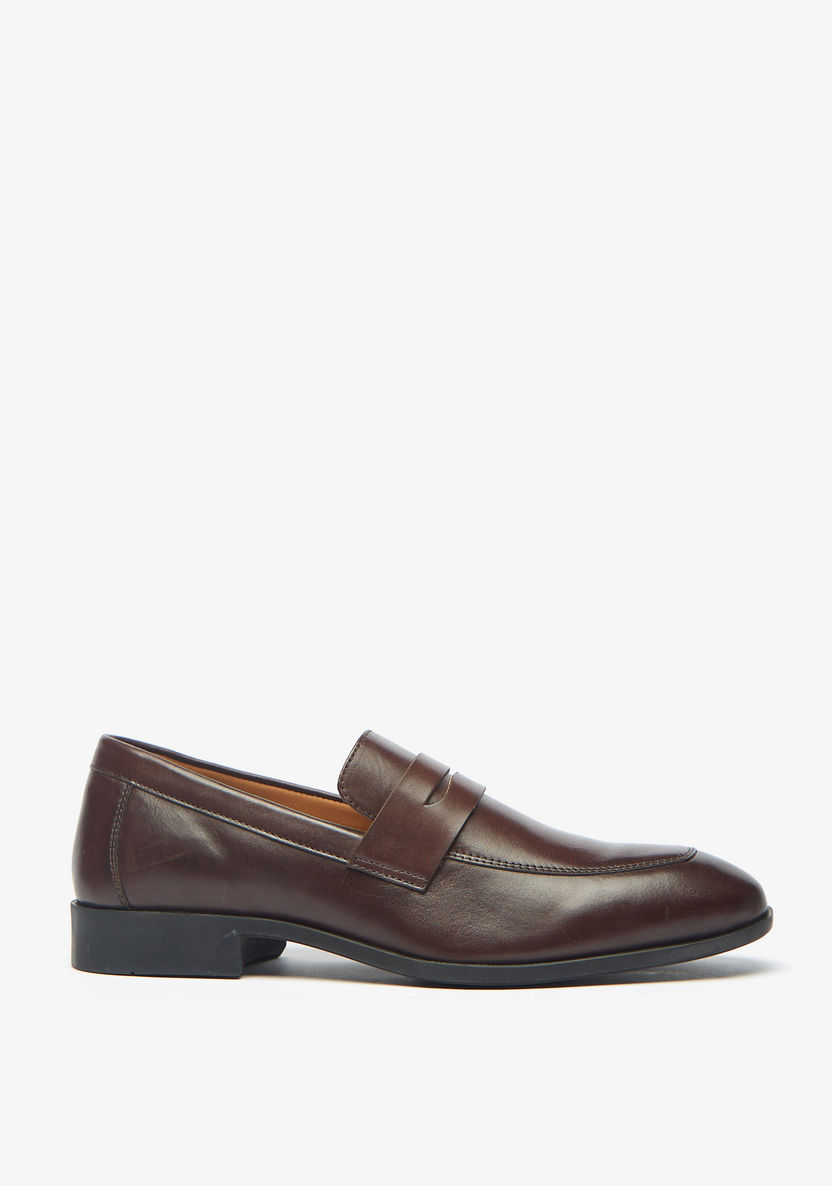 Duchini Men's Leather Slip-On Loafers with Cutout Detail-Loafers-image-3