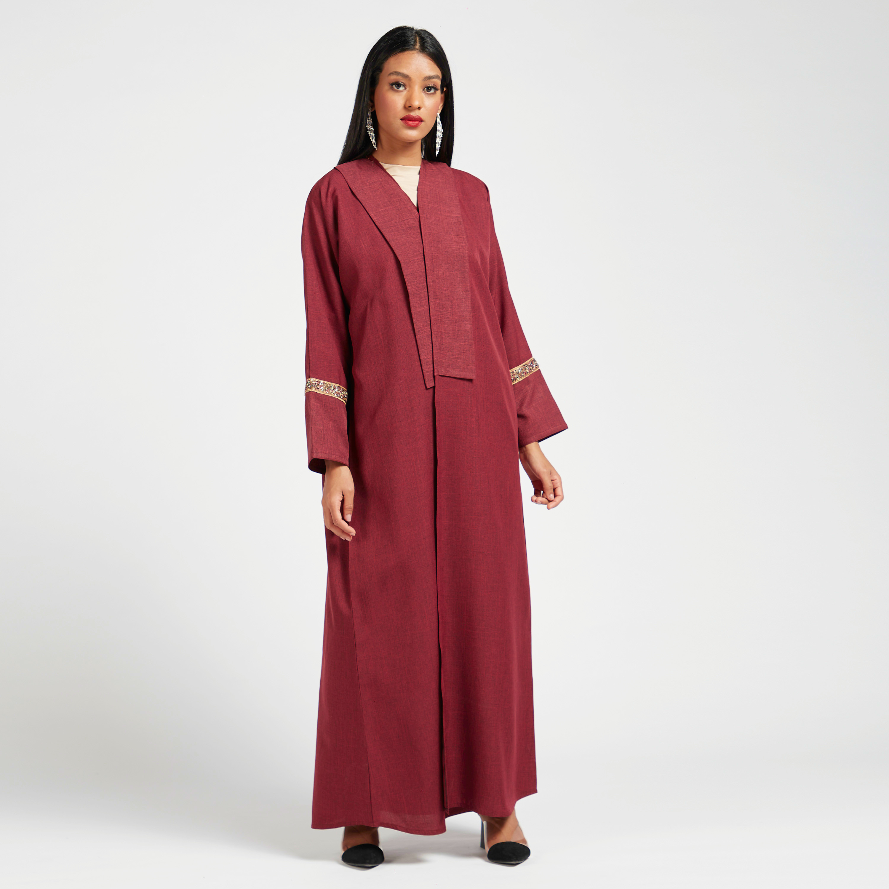 عباية سادة مفتوحة من الأمام من يارا-women-arabicclothing-abayas-image-1