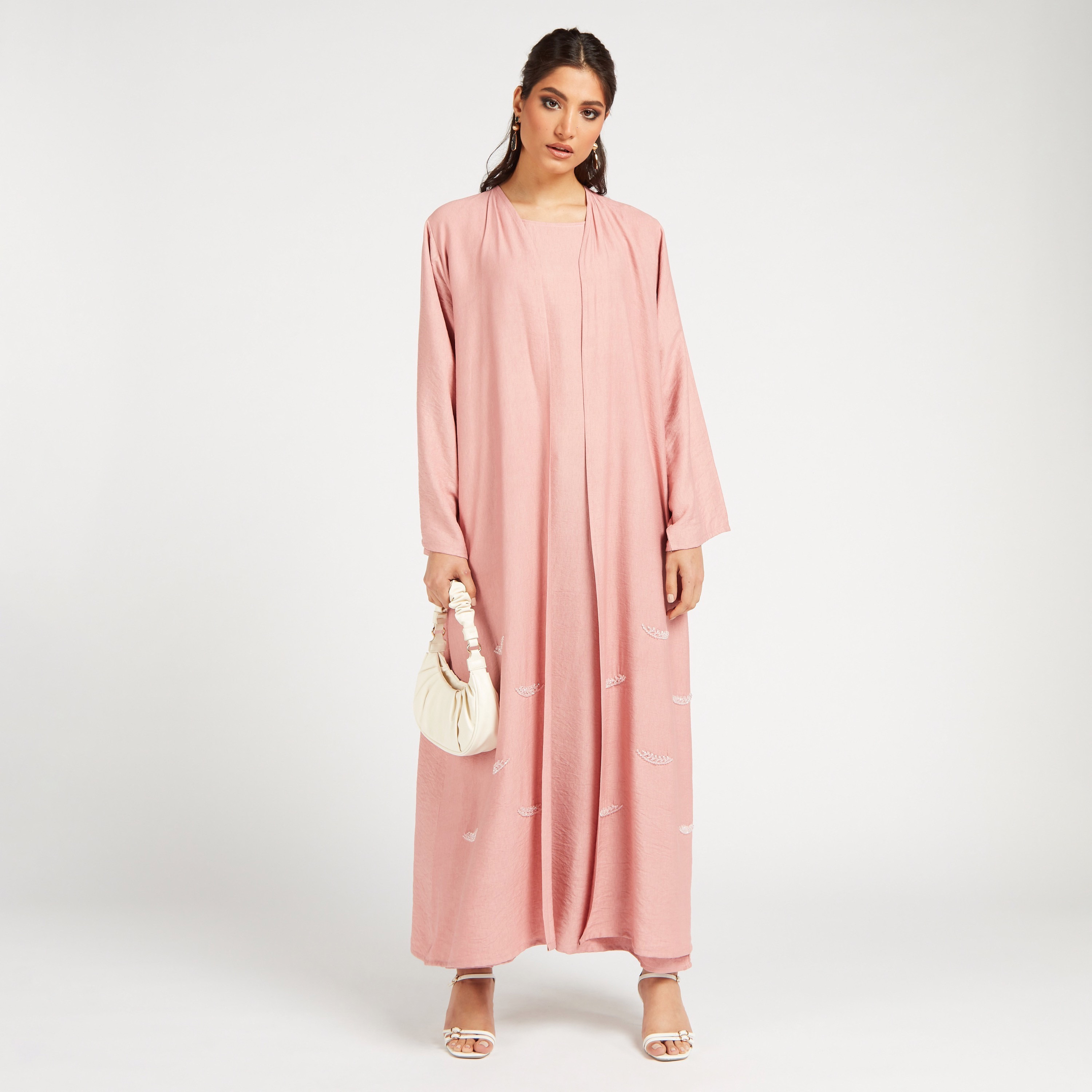 Yara Embellished Open Front Abaya with Round Neck-women-arabicclothing-abayas-image-1