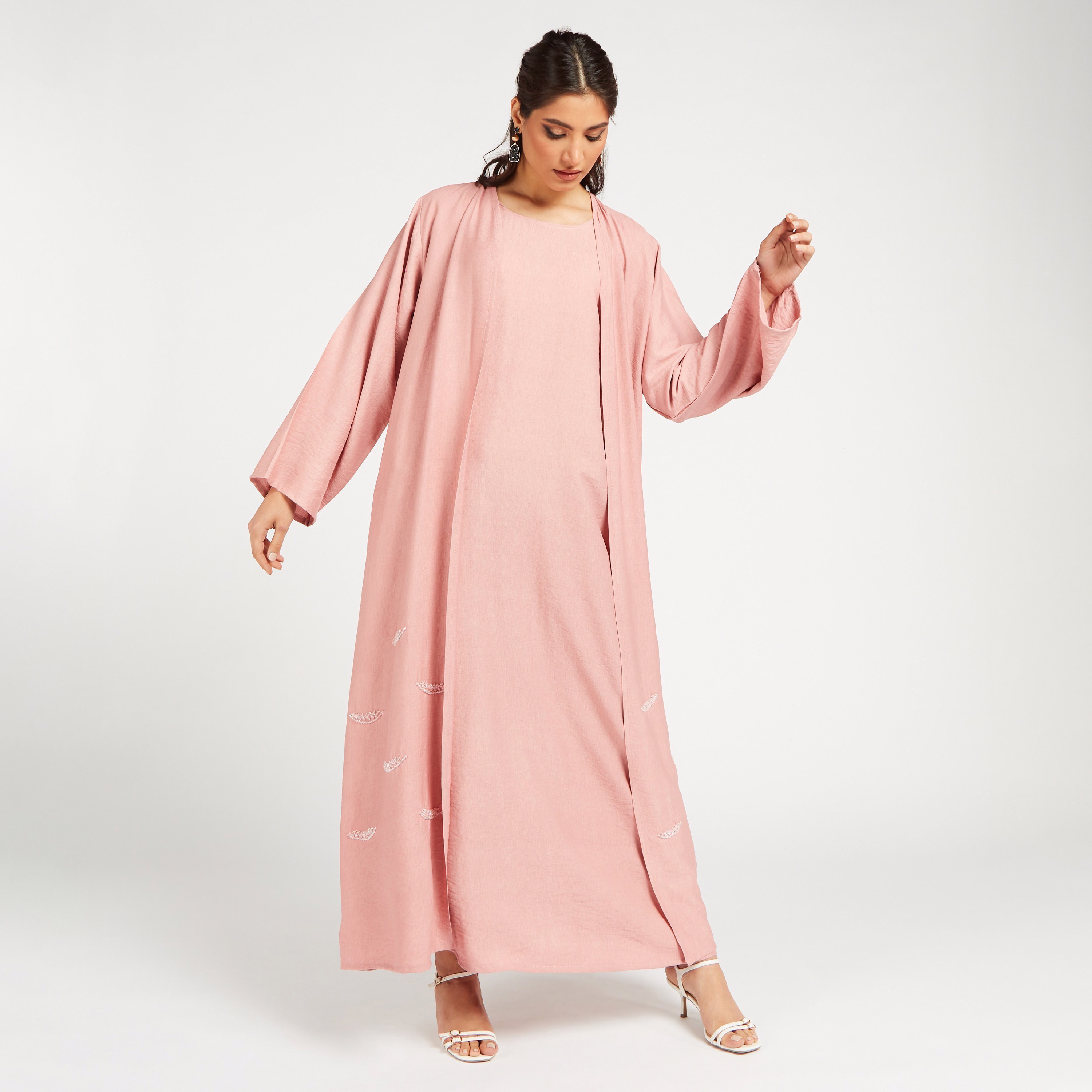 Yara Embellished Open Front Abaya with Round Neck-women-arabicclothing-abayas-image-2