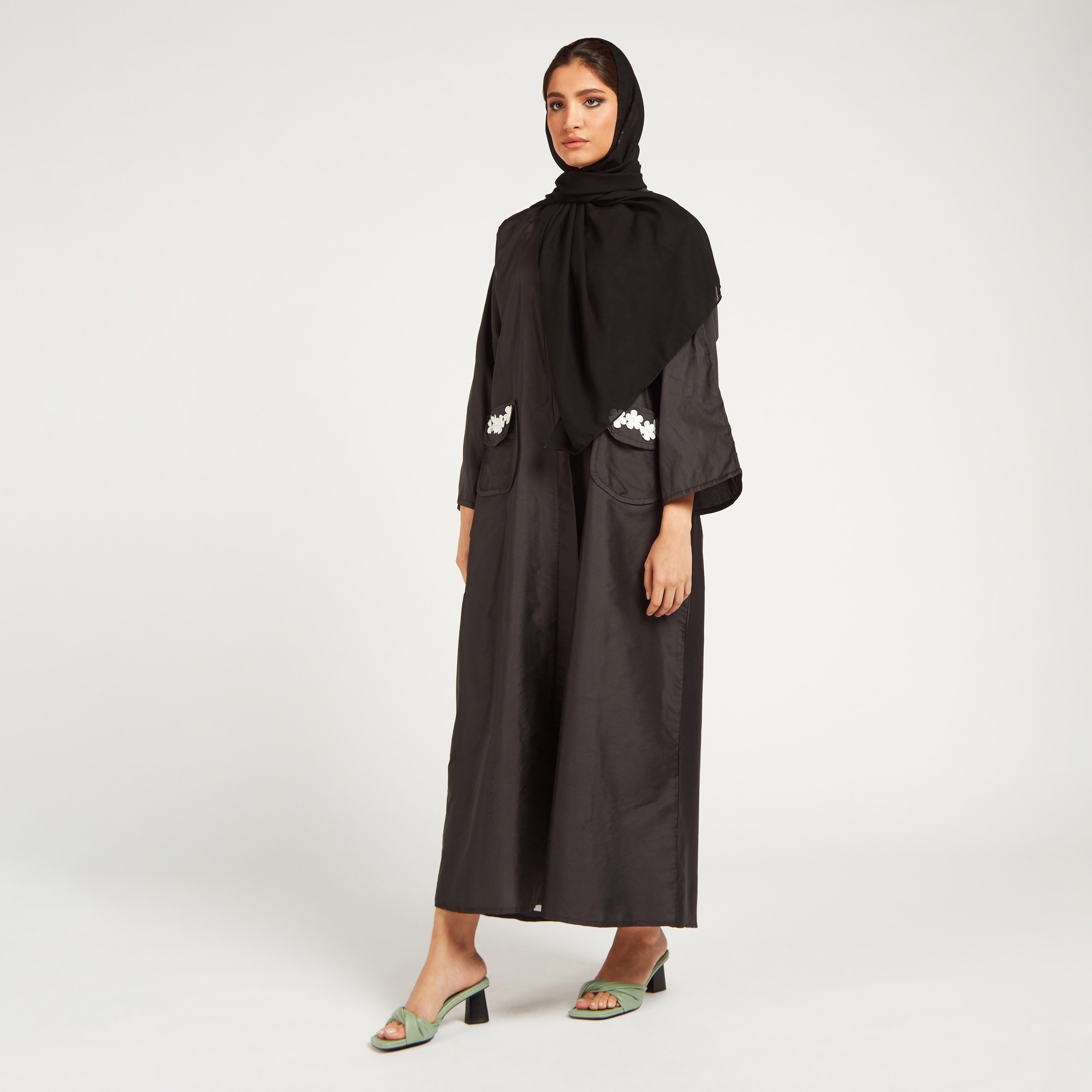 Yara Solid Abaya with Long Sleeves and Pockets-women-arabicclothing-abayas-image-1