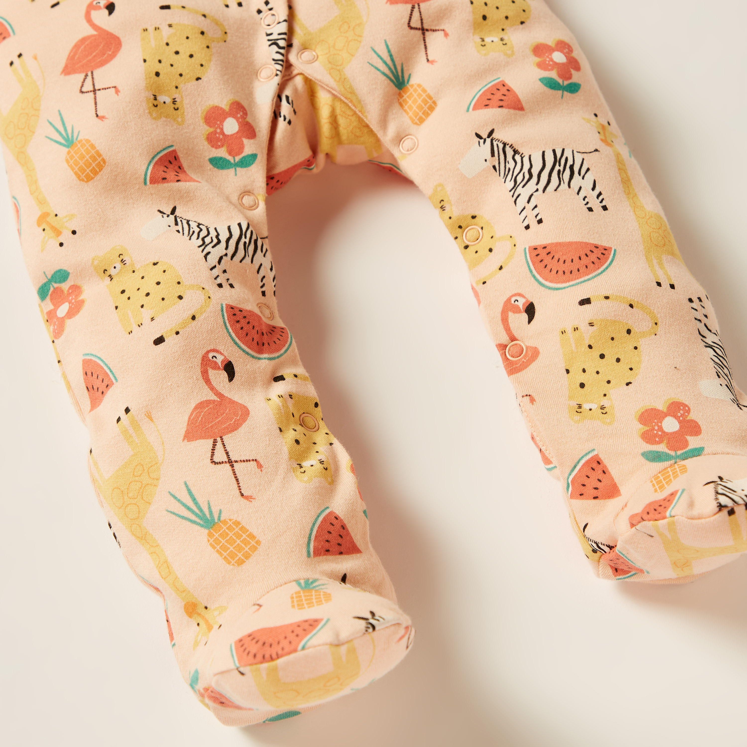 Juniors Tropical Print Long Sleeves Sleepsuit with Button Closure-baby-girls-clothing-nightwear-sleepsuits-image-3
