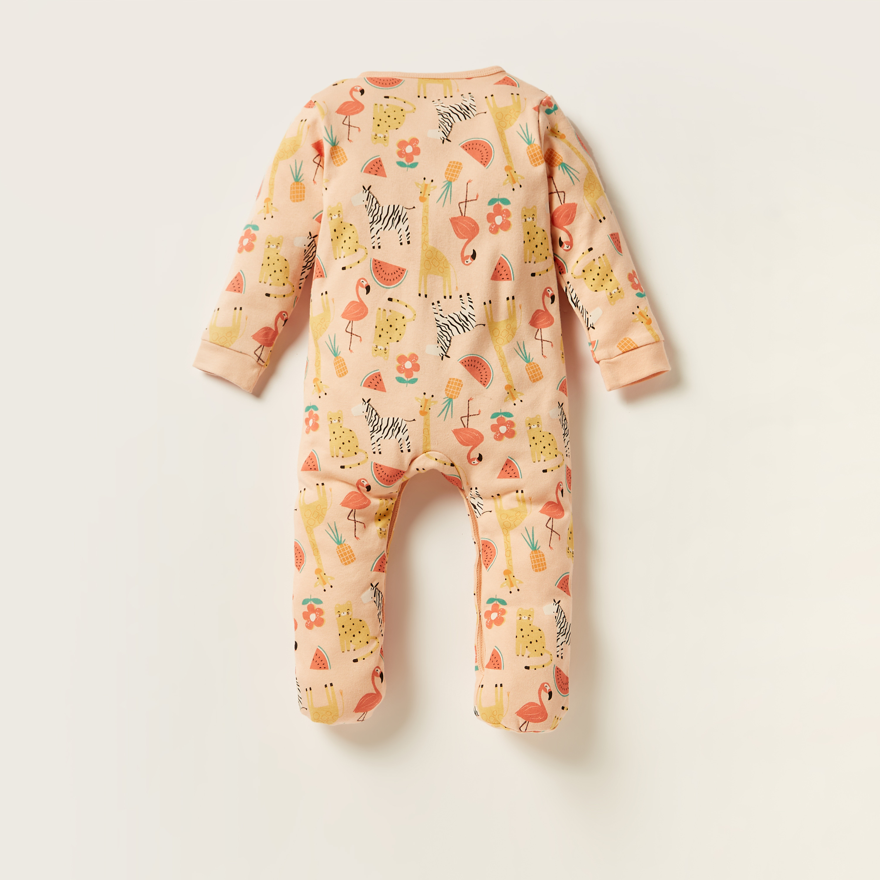 Juniors Tropical Print Long Sleeves Sleepsuit with Button Closure-baby-girls-clothing-nightwear-sleepsuits-image-4