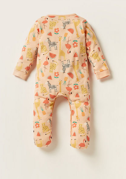 Juniors Tropical Print Long Sleeves Sleepsuit with Button Closure-Sleepsuits-image-3