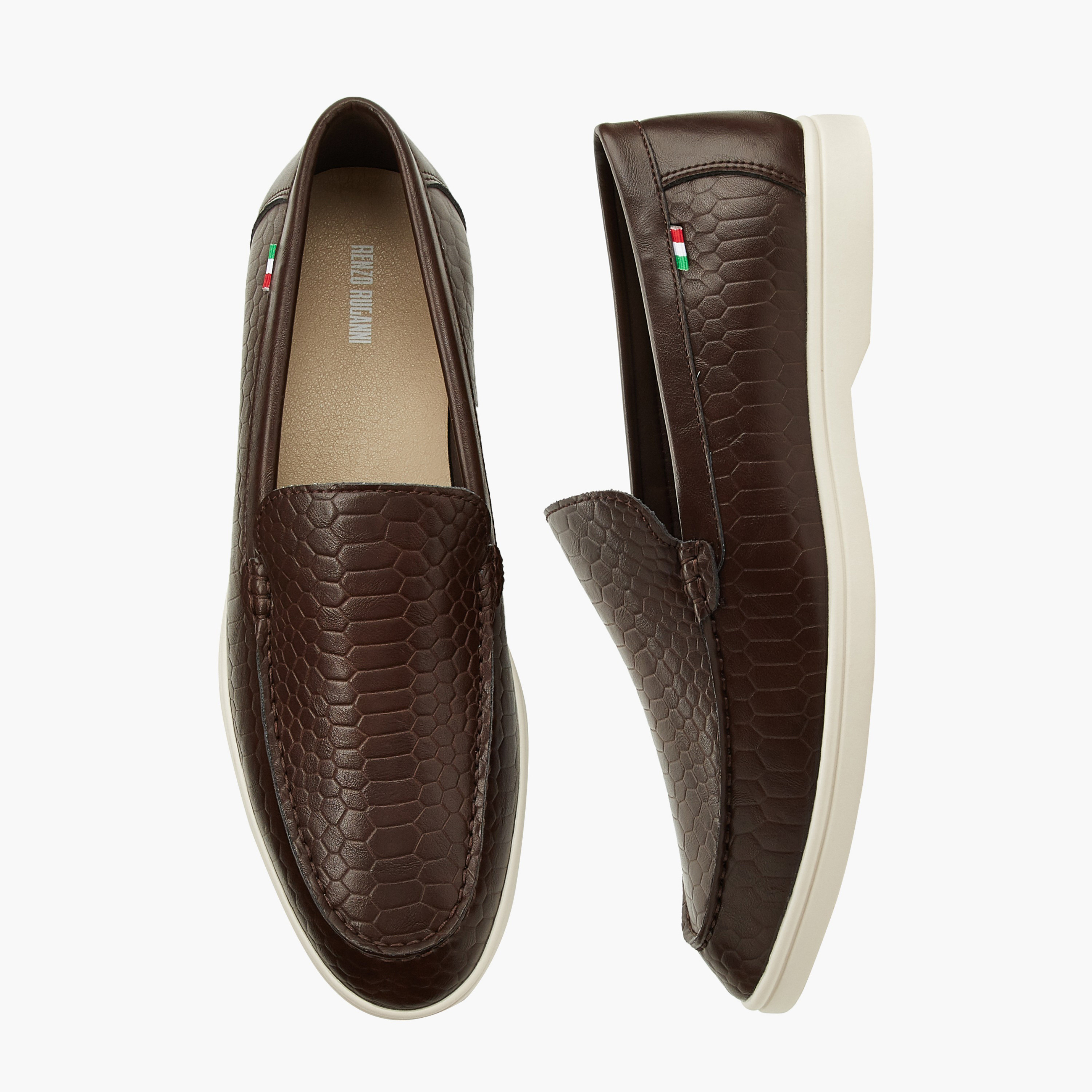 Renzo Ruganni Men Textured Slip-on Loafers-men-shoes-loafersandmoccasins-image-1