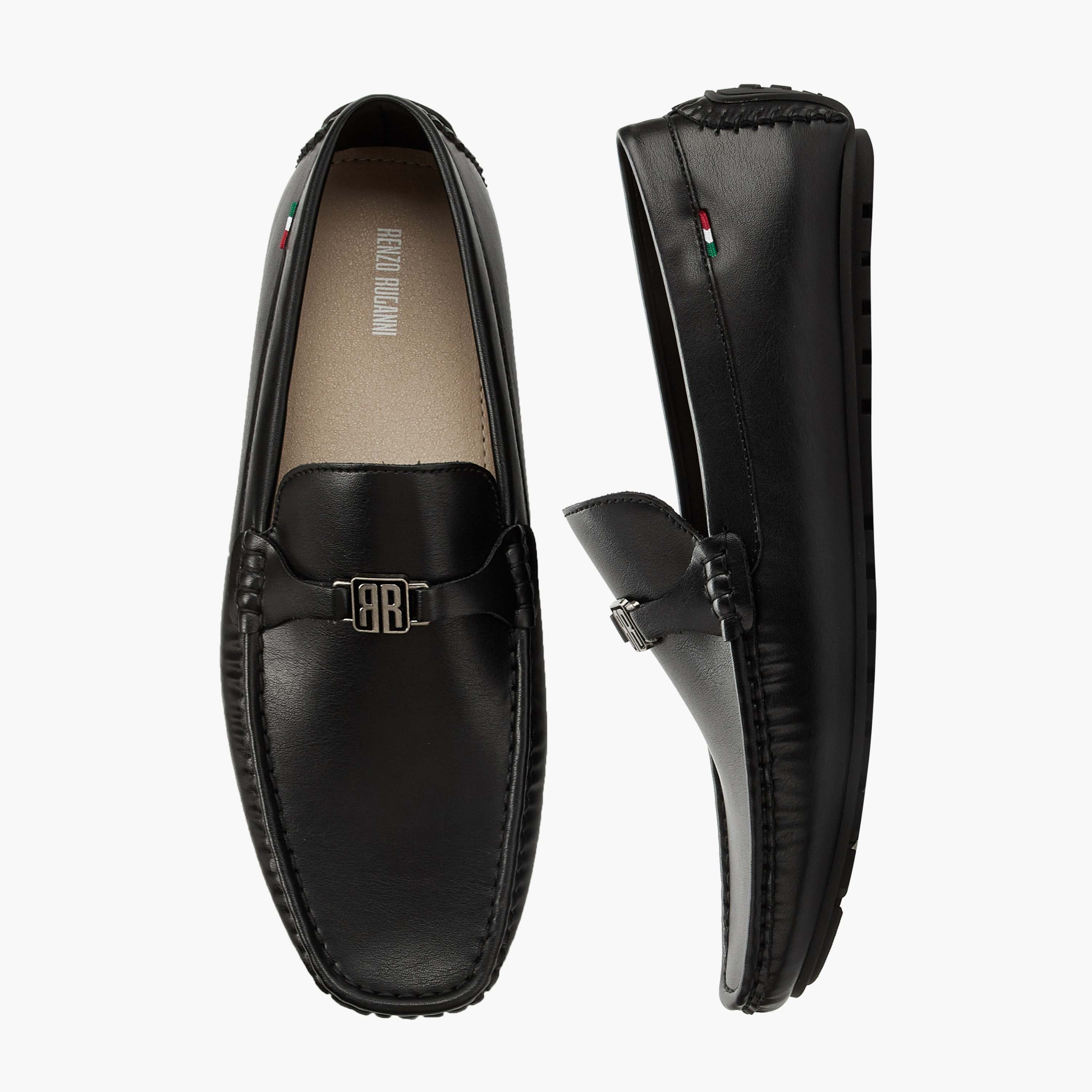 حذاء لوفر سهل الارتداء بزينة ميتاليك للرجال من رينزو روجاني-men-formalshoes-image-1