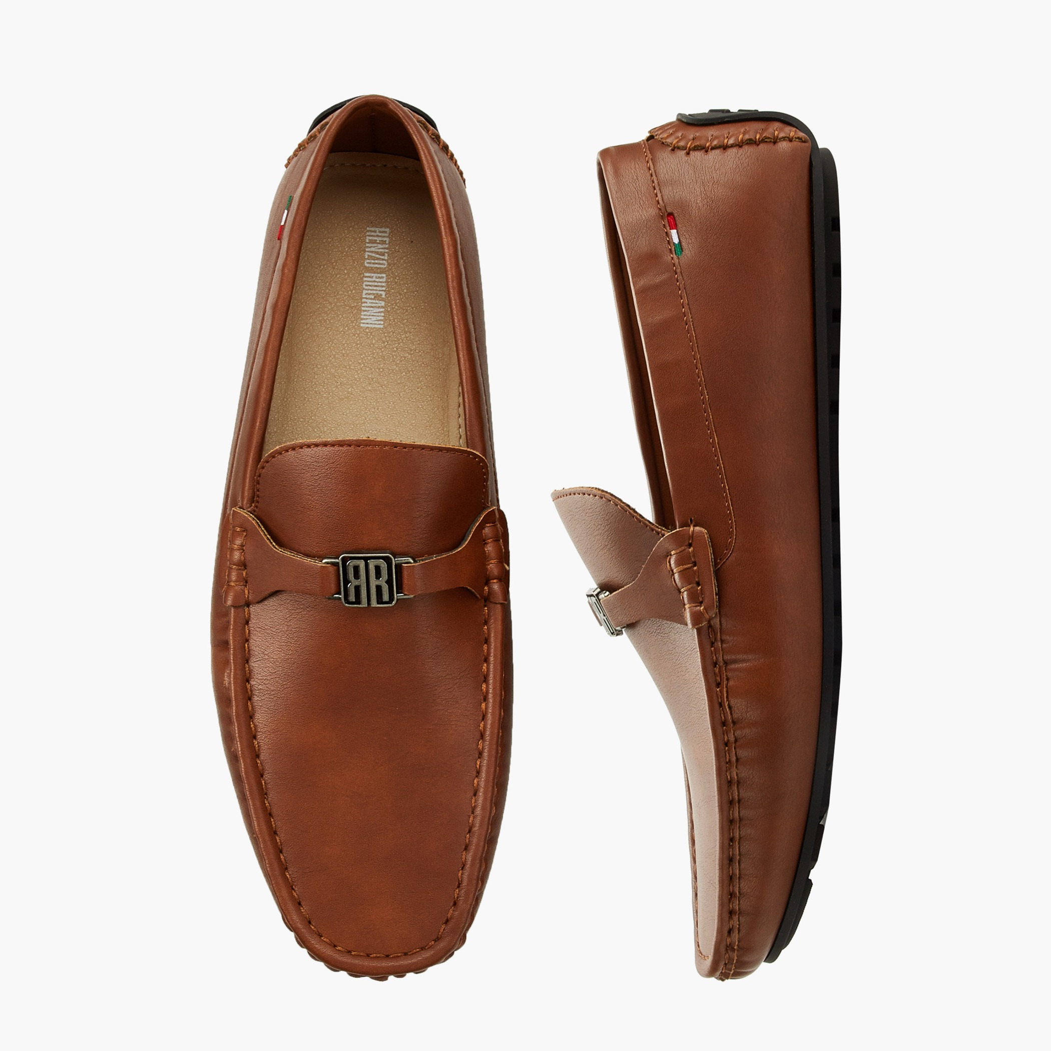 حذاء لوفر سهل الارتداء بزينة ميتاليك للرجال من رينزو روجاني-men-formalshoes-image-1