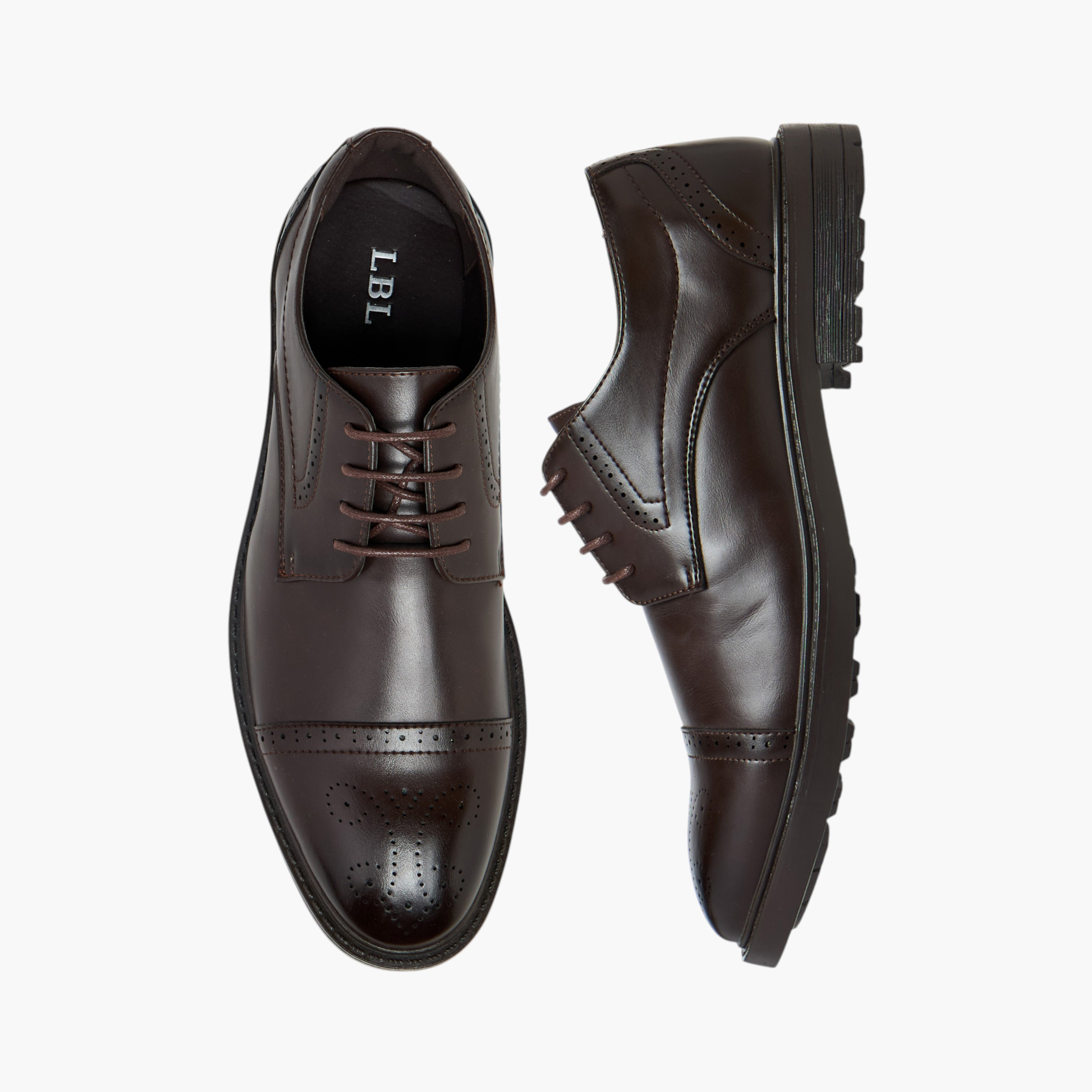 LBL by Shoexpress Perforated Lace-Up Derby Shoes-men-shoes-formalshoes-image-1