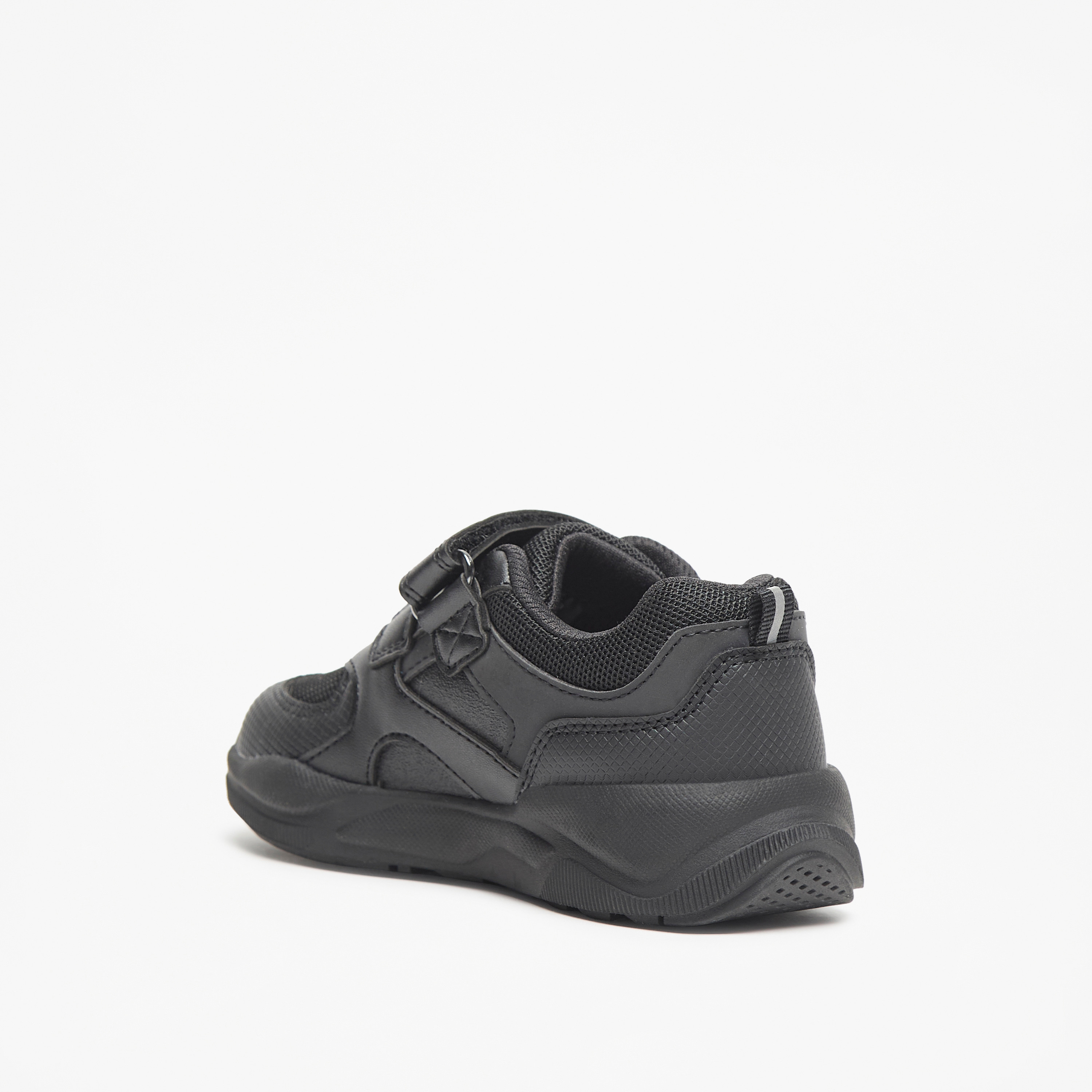 Juniors Kids Mesh Textured School Shoes with Hook and Loop Closure-boys-shoes-schoolshoes-image-2